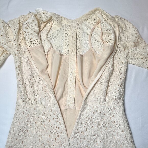 Veronica Beard Hilda Lace Mini Dress Ivory Long Sleeve Boho Cottagecore 2 - Picture 16 of 16